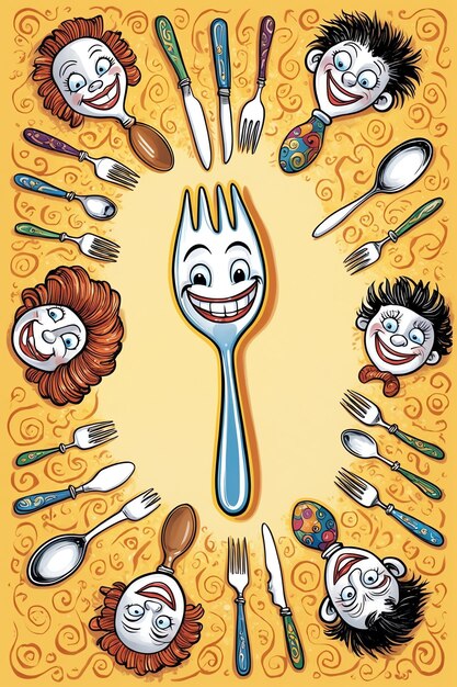 Photo fun cartoon cutlery collection