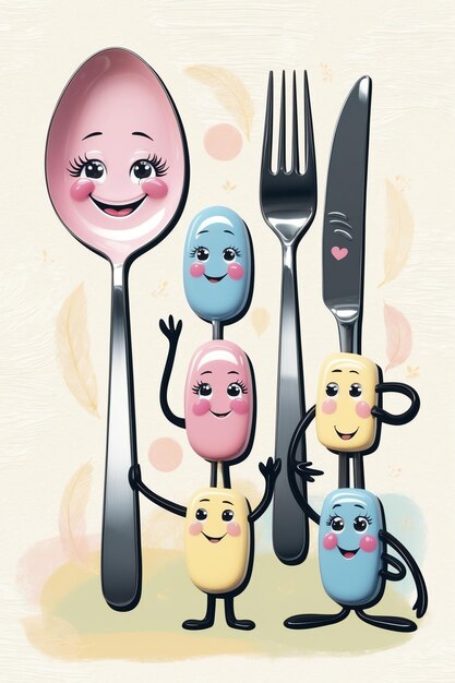 Photo fun cartoon cutlery collection