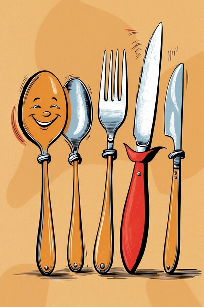 Photo fun cartoon cutlery collection