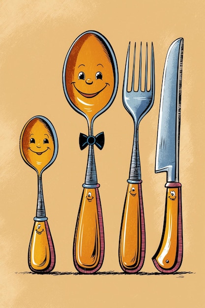 Photo fun cartoon cutlery collection