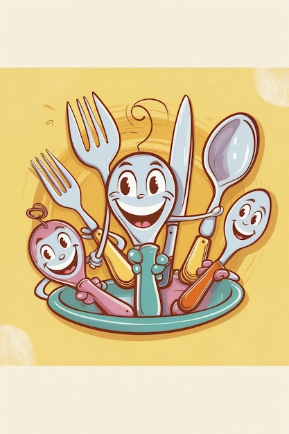 Photo fun cartoon cutlery collection