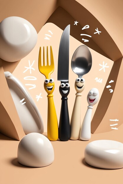 Photo fun cartoon cutlery collection