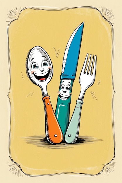 Photo fun cartoon cutlery collection