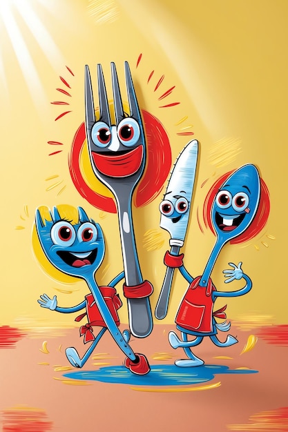 Photo fun cartoon cutlery collection