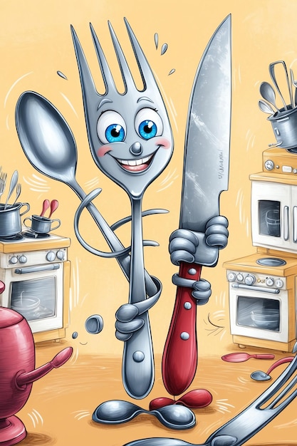 Photo fun cartoon cutlery collection