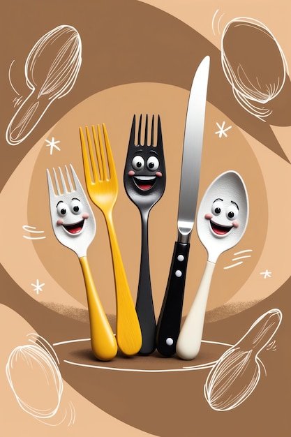 Photo fun cartoon cutlery collection