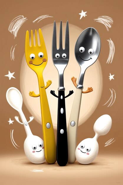 Photo fun cartoon cutlery collection