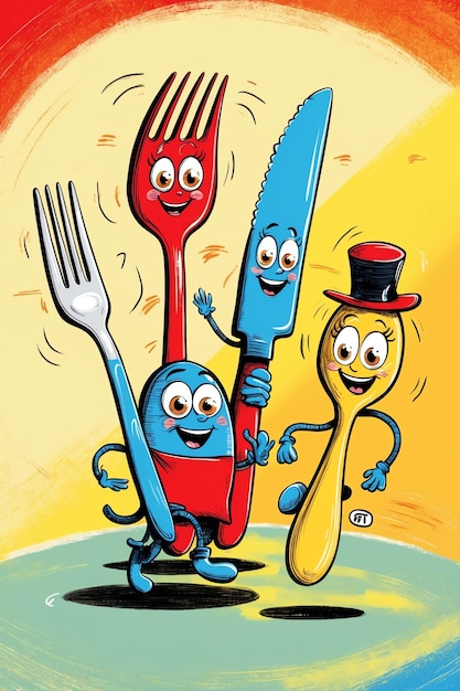 Photo fun cartoon cutlery collection