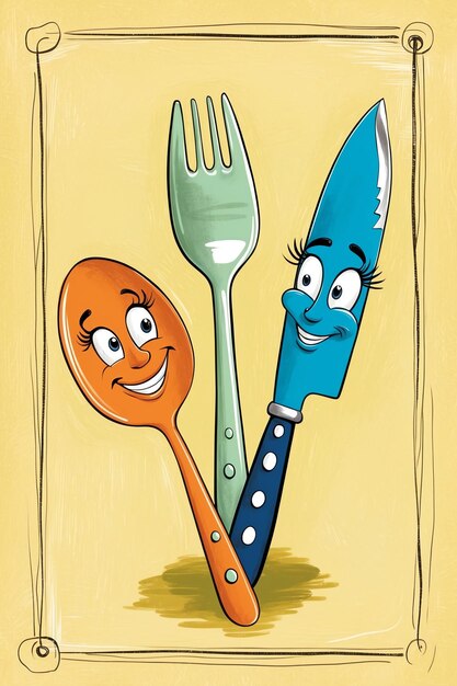 Photo fun cartoon cutlery collection