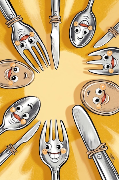 Photo fun cartoon cutlery collection