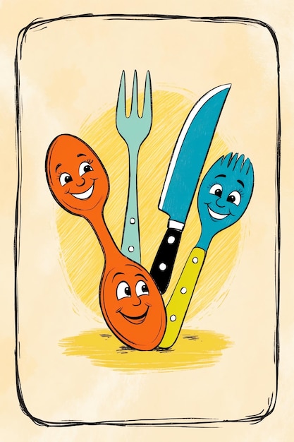 Photo fun cartoon cutlery collection