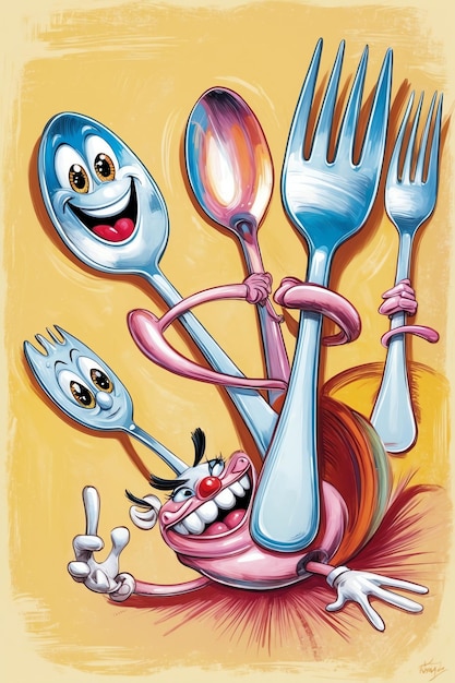 Photo fun cartoon cutlery collection