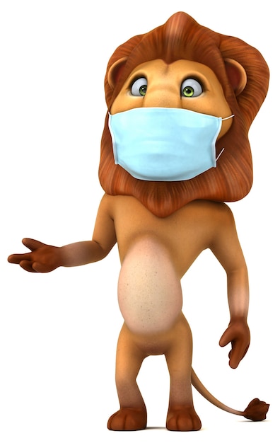 Fun cartoon lion with a mask