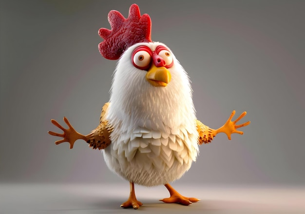 Fun Chicken 3D Illustration