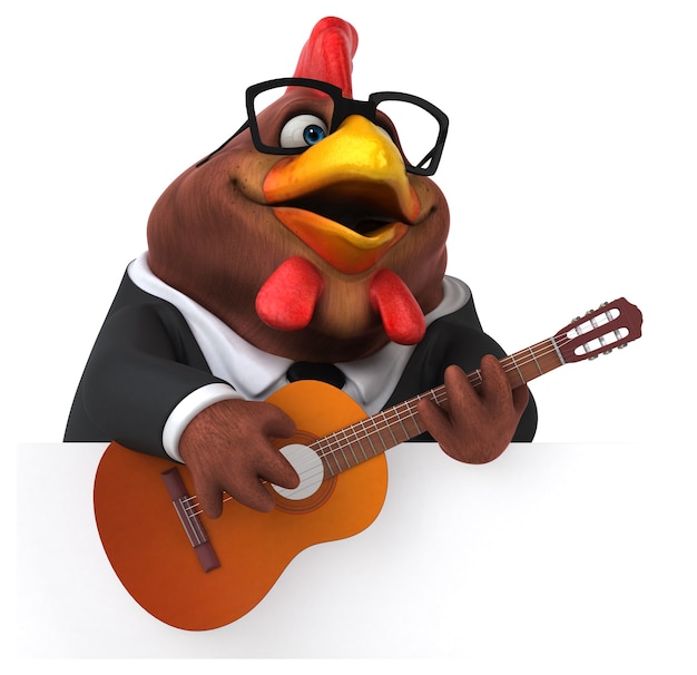 Fun chicken - 3D Illustration