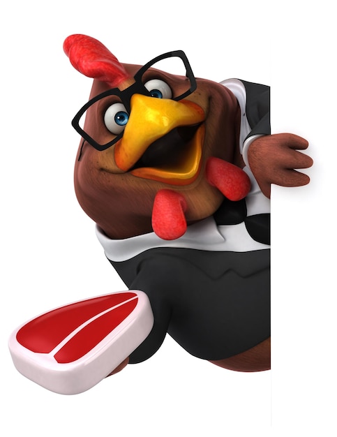 Fun chicken 3D Illustration