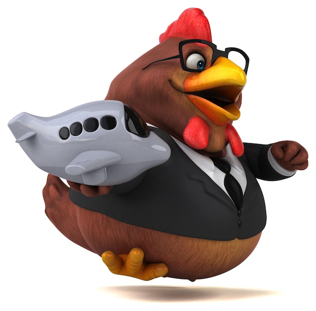 Fun chicken 3D Illustration