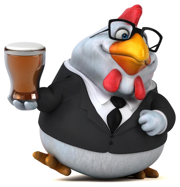 Fun chicken 3D Illustration