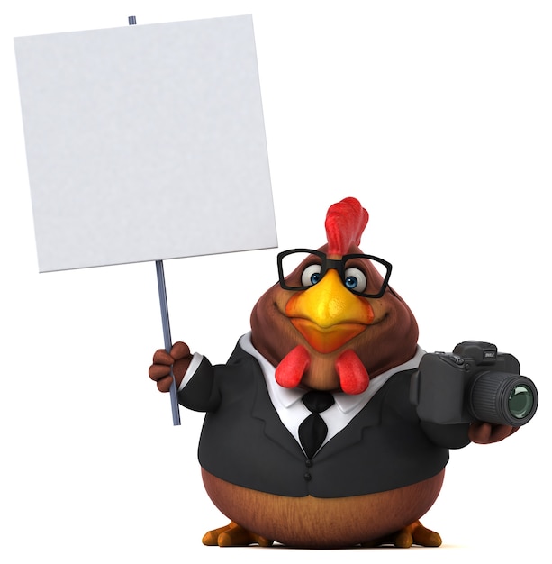 Fun chicken - 3D Illustration