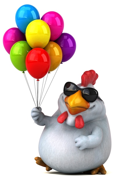 Fun chicken - 3D Illustration