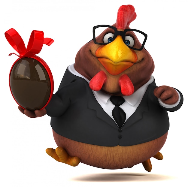 Fun chicken character 3D Illustration