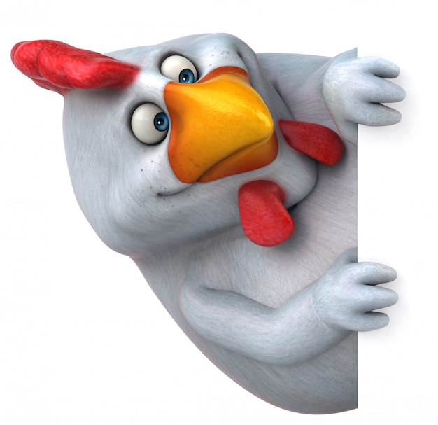 Fun chicken character isolated  - 3D Illustration