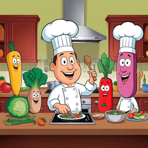 Photo fun cooking cartoon characters