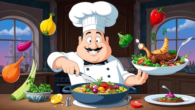 Photo fun cooking cartoon characters