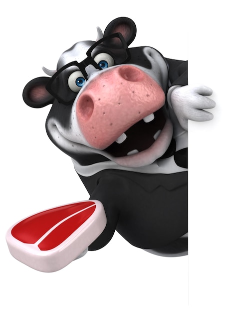 Fun cow 3D Illustration