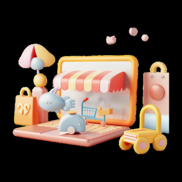 Fun digital shop with toys and accessories