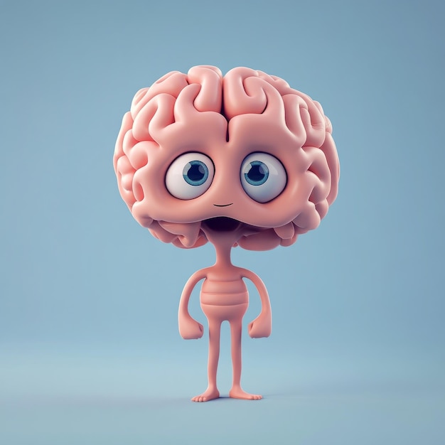 Photo fun educational 3d cartoon brain explains how it works