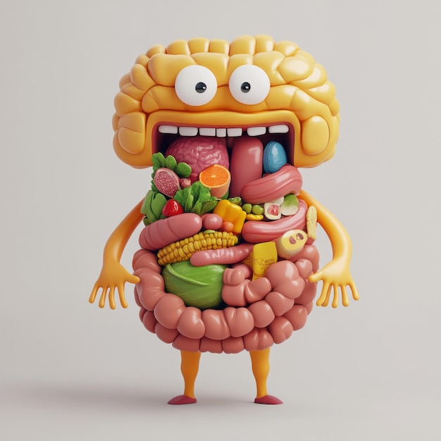 Fun Educational 3D Cartoon Digestive System Anatomy Illustration