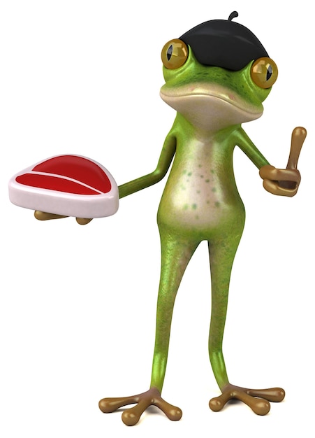 Fun french frog - 3D Illustration