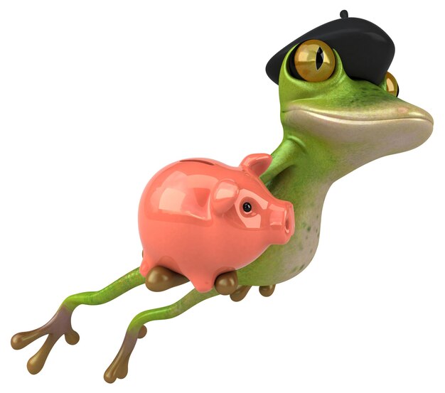 Fun french frog - 3D Illustration