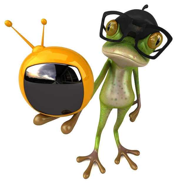 Fun french frog - 3D Illustration