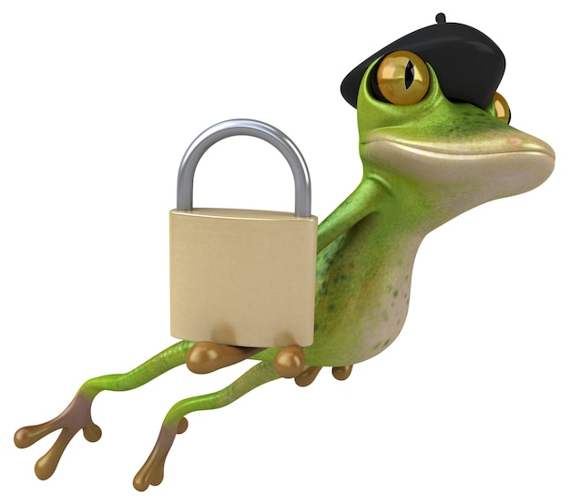 Fun french frog 3D Illustration