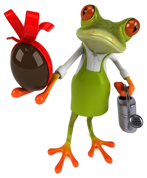 Fun frog gardener - 3D Illustration