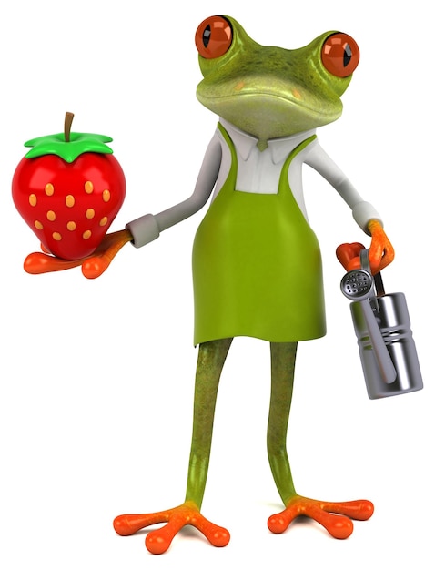 Fun frog gardener 3D Illustration