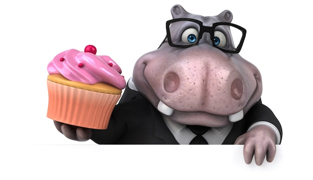 Photo fun hippo - 3d illustration