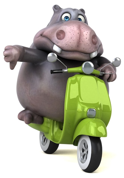 Fun hippo - 3D Illustration