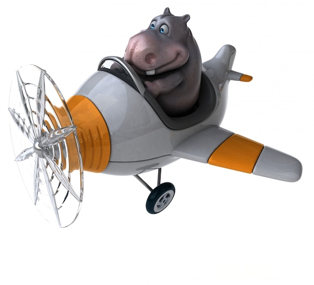 Fun hippo 3D Illustration