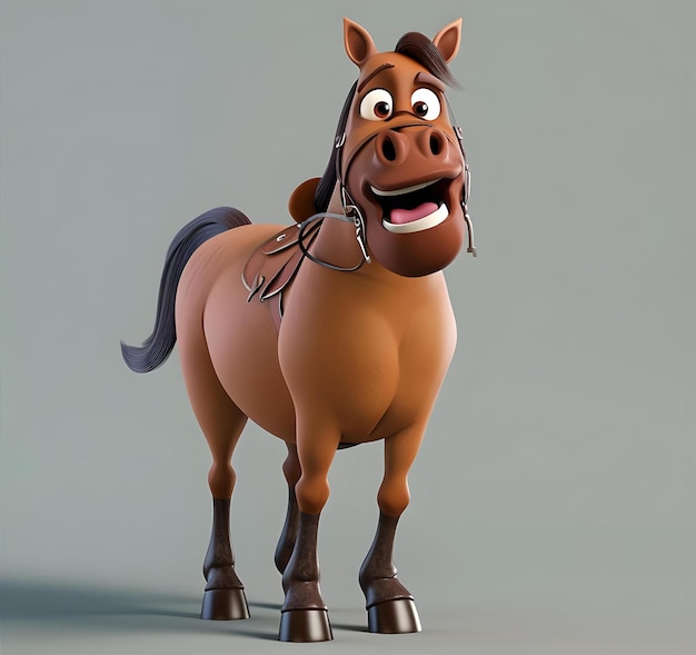 Photo fun horse 3d illustration