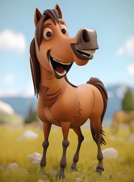 Photo fun horse 3d illustration