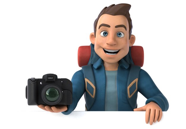 Fun illustration of a 3D cartoon backpacker