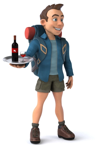 Fun illustration of a cartoon backpacker