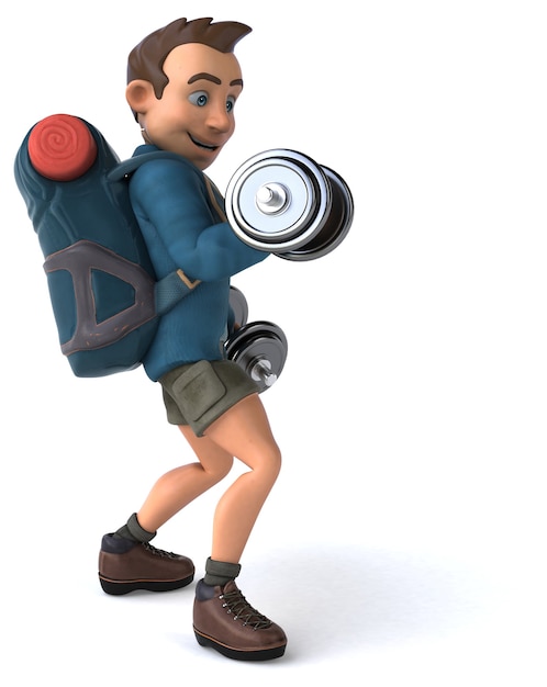 Fun illustration of a cartoon backpacker