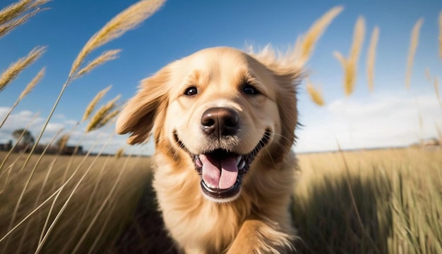 Fun Labrador and Golden Retriever Play in Grass generative AI