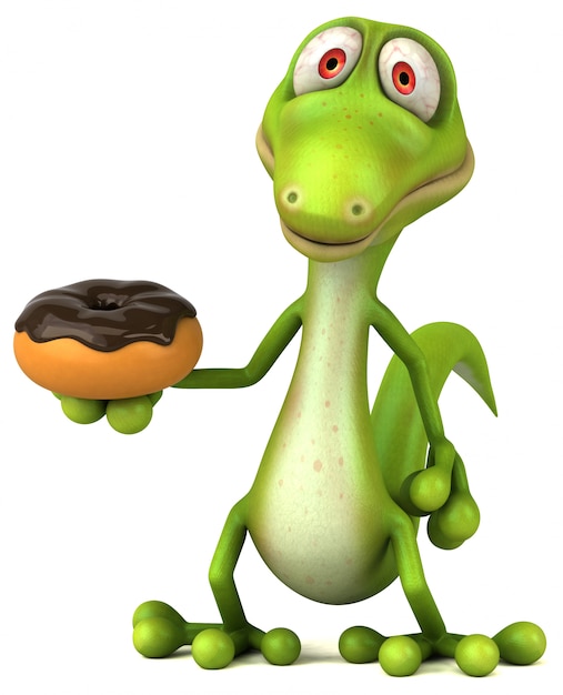 Fun lizard with a donut