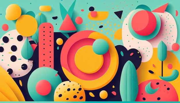 Fun and playful background with quirky shapes Generative AI