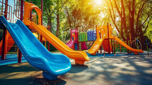 Fun Playground Slides and Swings in Sunny Park